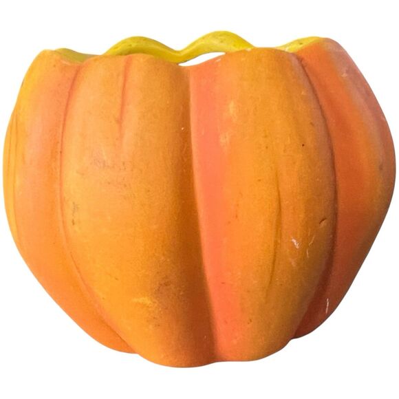 Vtg Terra Cotta Jack o Lantern Tea Light Holder Halloween Decor - Picture 7 of 9